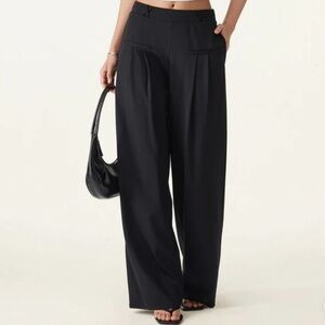 NWT Drapey Bamboo Ponte Mid Rise Wide Leg Trouser with Pockets- Medium